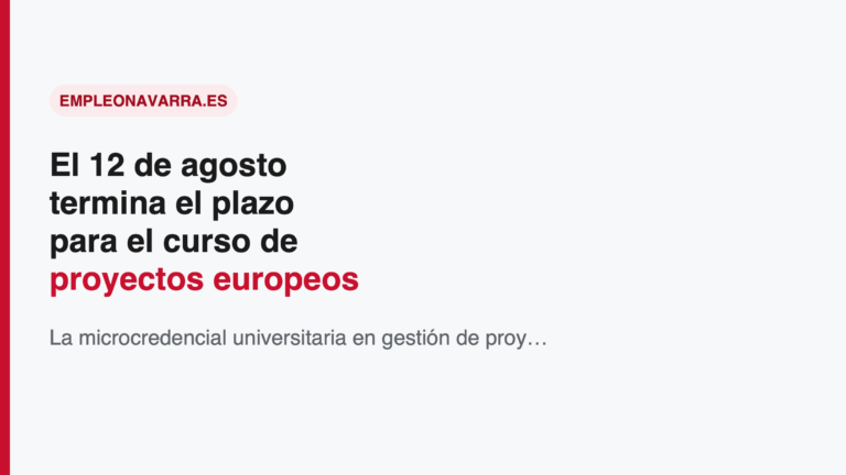 El 12 de agosto termina el plazo para el curso de proyectos europeos de la UPNA y Acción Exterior