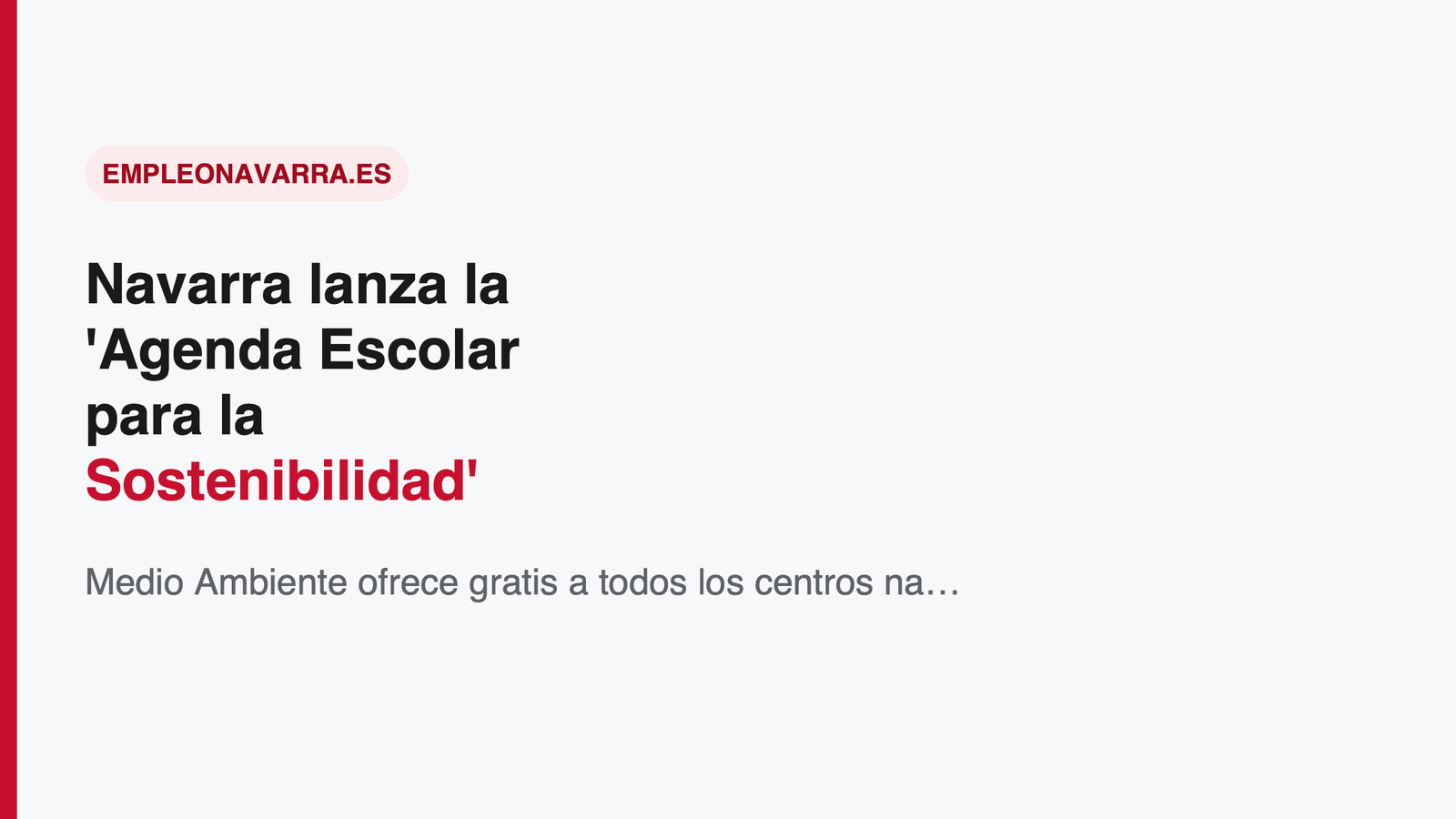 Navarra lanza la ‘Agenda Escolar para la Sostenibilidad’ 2026/2027: material gratuito para Primaria y una señal del empleo verde foral