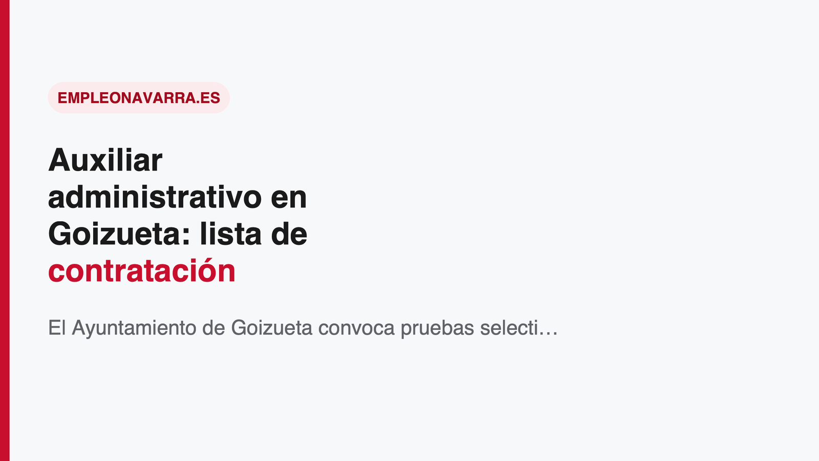 Auxiliar administrativo en Goizueta: lista de contratación temporal (euskera C1)