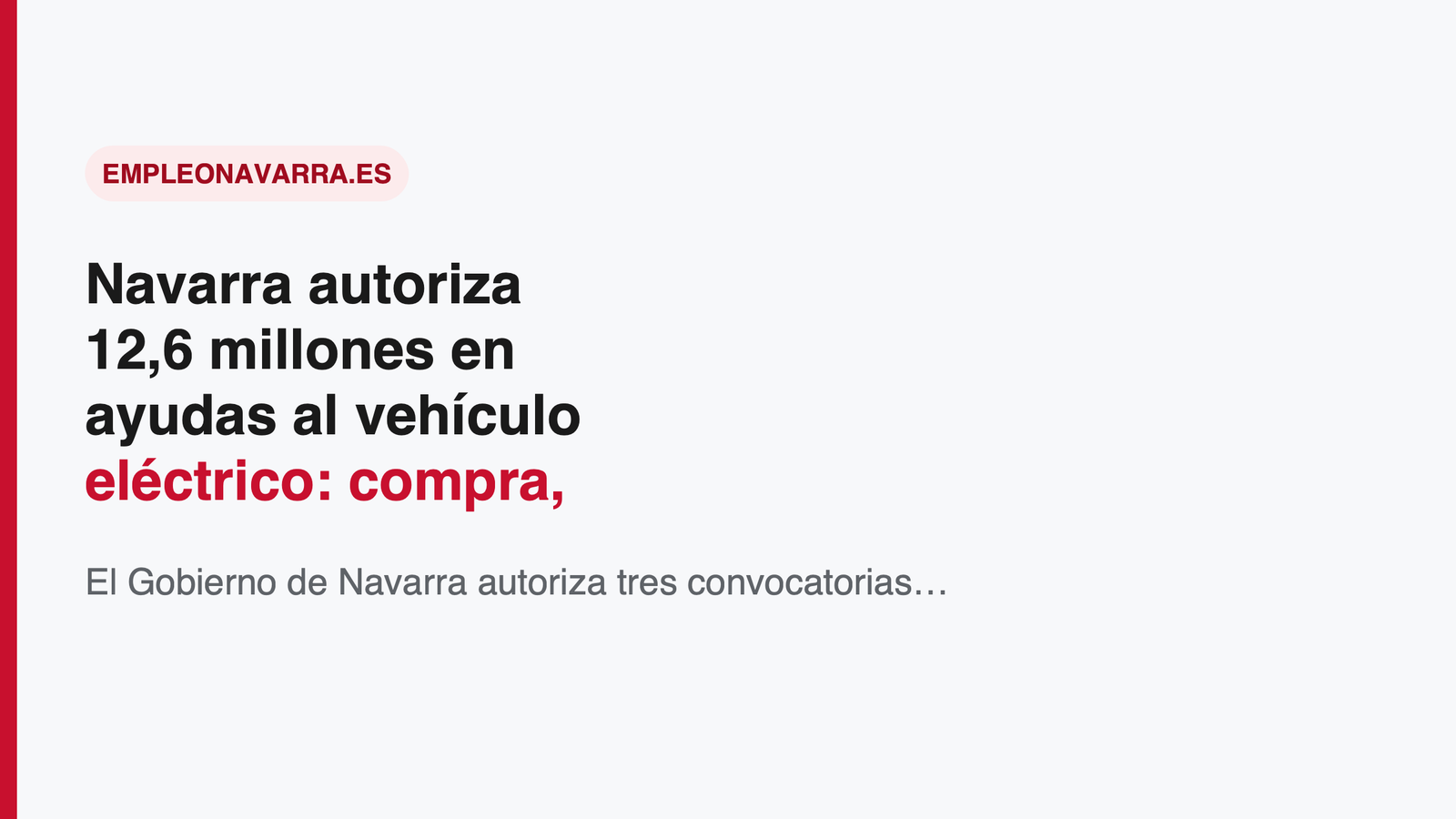 Navarra autoriza 12,6 millones en ayudas al vehículo eléctrico: compra, achatarramiento y talleres